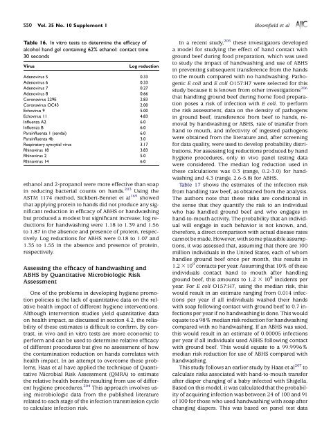 The effectiveness of hand hygiene procedures in reducing the risks ...