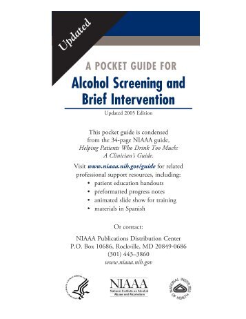 Pocket Guide for Alcohol Screening and Brief Intervention