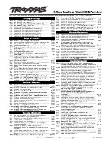 E-Maxx Brushless (Model 3908) Parts List