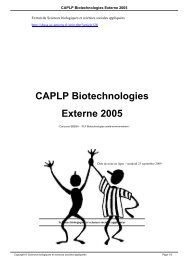 CAPLP Biotechnologies Externe 2005 - Sciences biologiques et ...