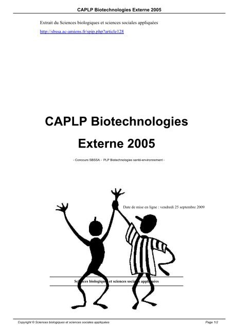 CAPLP Biotechnologies Externe 2005 - Sciences biologiques et ...