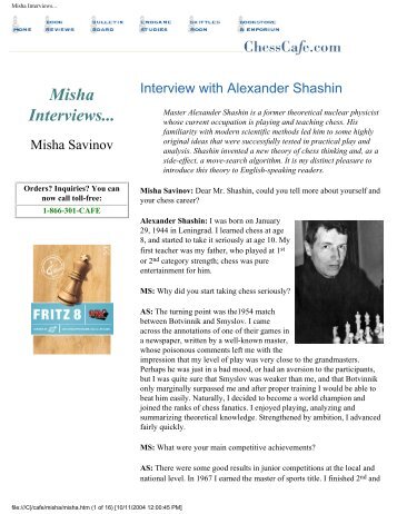 Misha Interviews... - Chess Cafe