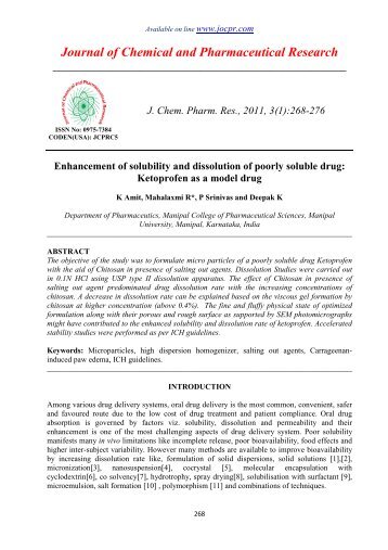 Enhancement of solubility and dissolution of poorly soluble drug