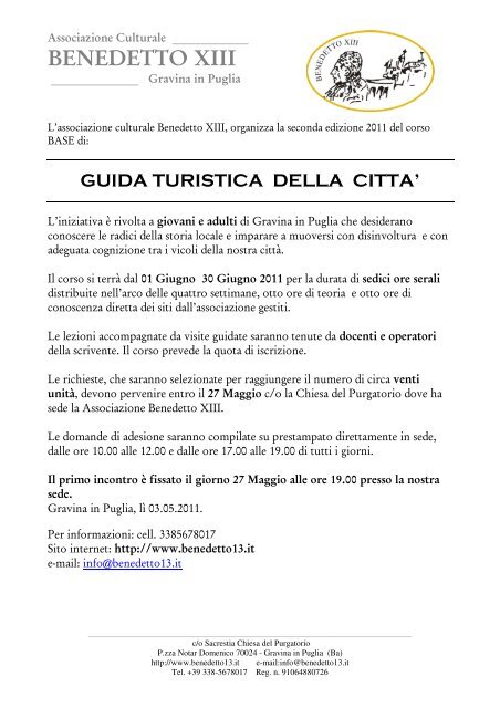 BENEDETTO XIII - Diocesi Altamura - Gravina - Acquaviva delle Fonti
