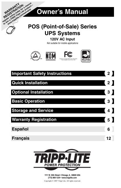 Manual del Propietario para UPS POS 932716 - Tripp Lite