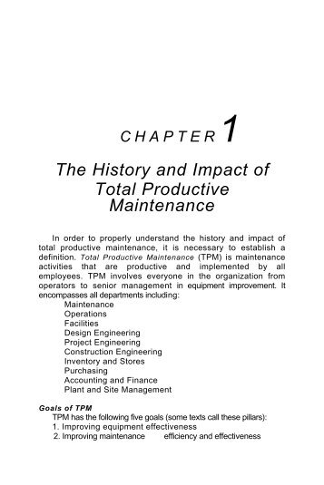 Chapter 1 The History and Impact of Total Productive Maintenance