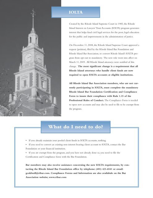 2009 Foundation Annual Report - Rhode Island Bar Association