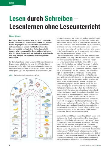 Lesen durch Schreiben – Lesenlernen ohne Leseunterricht