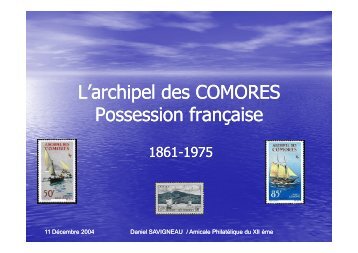 La philatÃ©lie des Comores - Amicale PhilatÃ©lique Paris 12