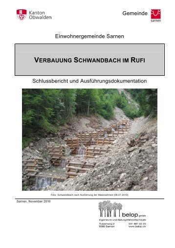 verbauung schwandbach im rufi - Hochwasserschutz Obwalden