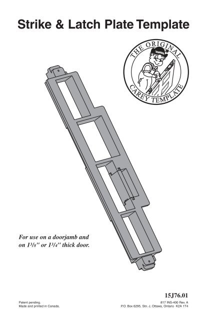 Strike & Latch Plate Template - Lee Valley Tools