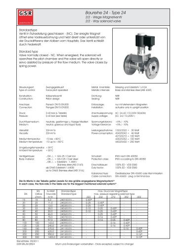 Datenblatt - GSR Ventiltechnik