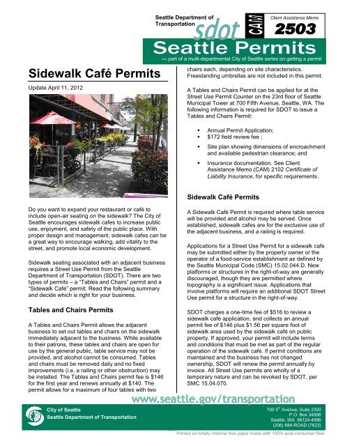 Sidewalk Café Permits - City of Seattle