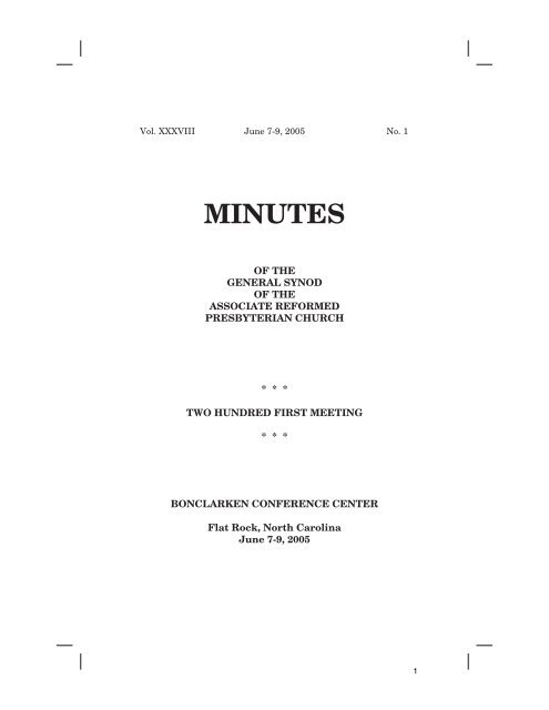 2005 Minutes of Synod - Associate Reformed Presbyterian Church