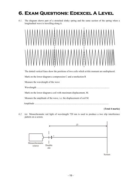 6. Exam Questions: Edexcel A Level