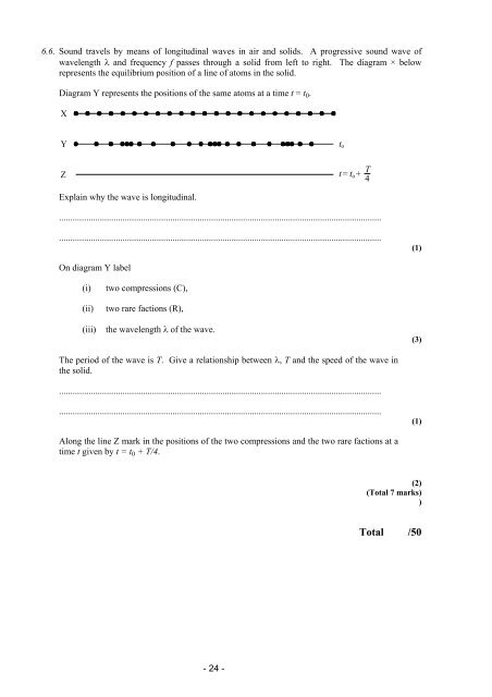 6. Exam Questions: Edexcel A Level