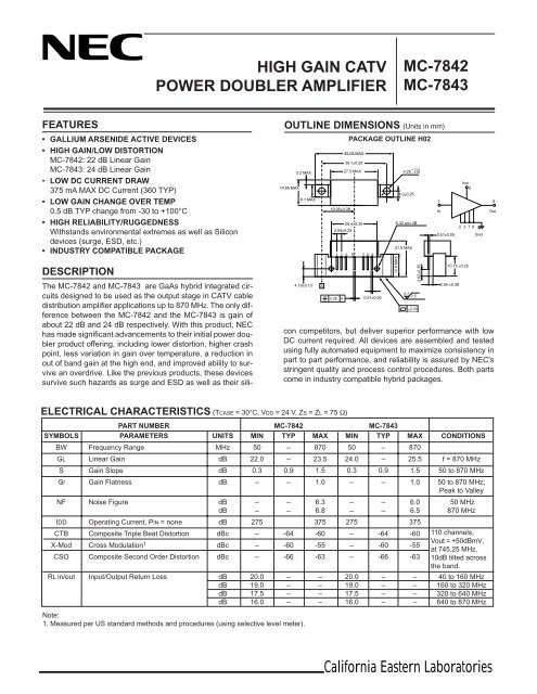 high gain catv power doubler amplifier mc-7842 mc-7843