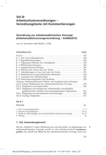 Teil III Arbeitsschutzverordnungen – Verordnungstexte mit ...