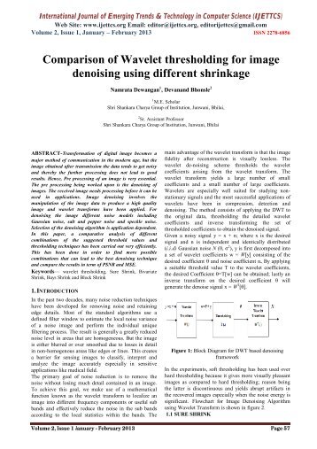 Comparison of Wavelet thresholding for image denoising using ...