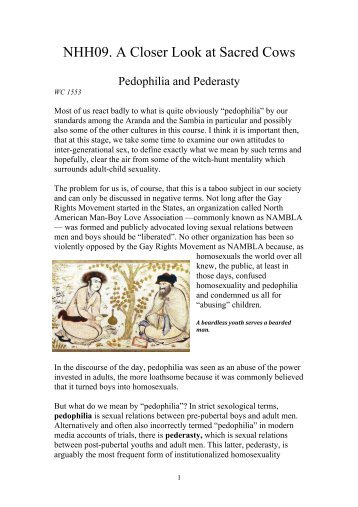 NHH 09 A Closer Look at Sacred Cows - Pedophilia and Pederasty