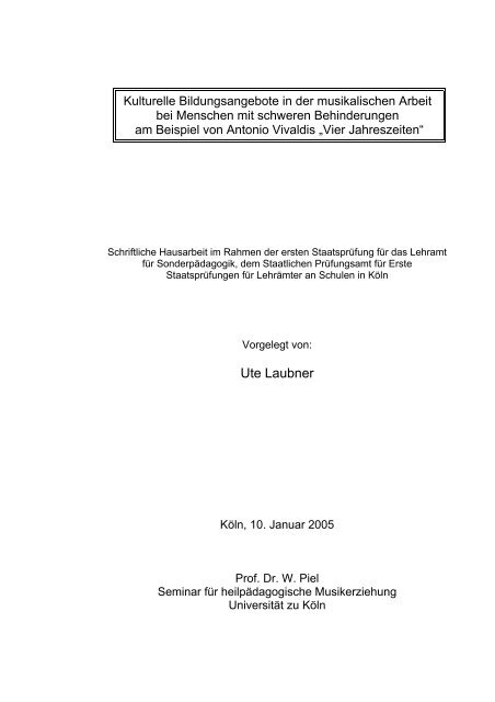 Kulturelle Bildungsangebote in der musikalischen Arbeit