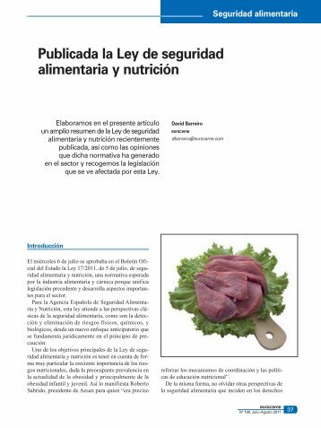 Publicada la Ley de seguridad alimentaria y nutriciÃ³n - Eurocarne