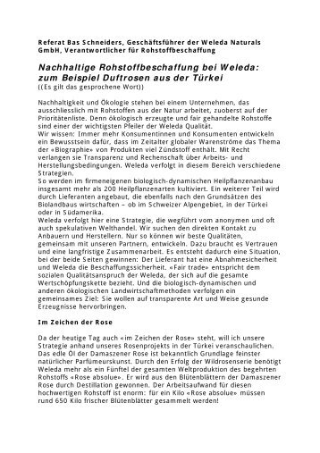 Referat Fairtrade - von der Saat zum Produkt - Weleda