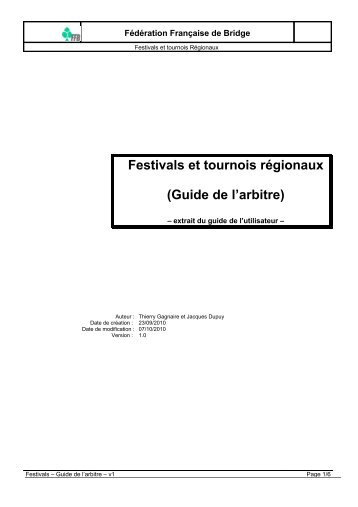 Tournois RÃ©gionaux - Guide de l'utilisateur - FÃ©dÃ©ration FranÃ§aise ...