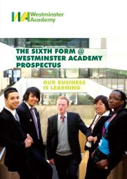 THE SIXTH FORM @ WESTMINSTER ACADEMY PROSPECTUS