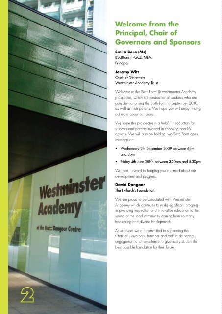 THE SIXTH FORM @ WESTMINSTER ACADEMY PROSPECTUS