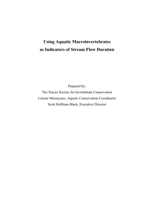Using Aquatic Macroinvertebrates as Indicators of Stream Flow ...
