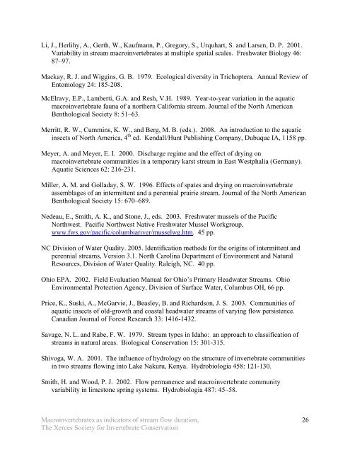 Using Aquatic Macroinvertebrates as Indicators of Stream Flow ...