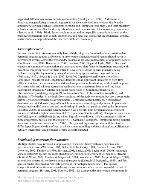 Using Aquatic Macroinvertebrates as Indicators of Stream Flow ...