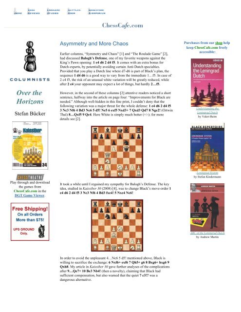 S. Bücker & C. Galofre - Chess Cafe - Over The Horizons - 1-74, PDF, Chess Openings