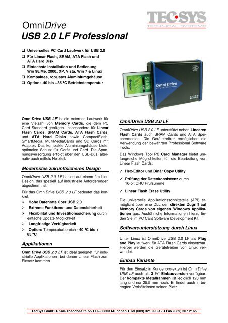 OmniDrive USB 2.0 LF Professional - TecSys GmbH