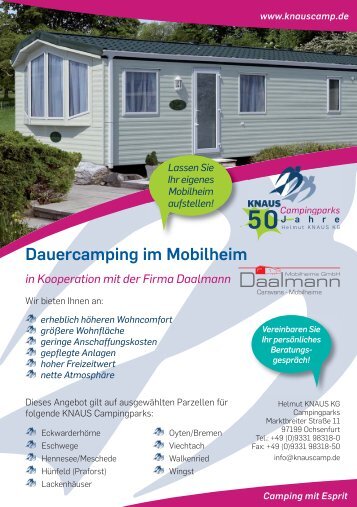 Dauercamping im Mobilheim - Knaus Campingpark