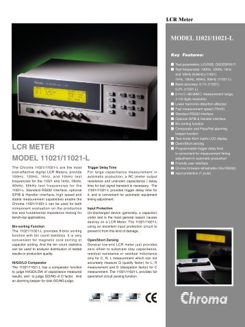LCR METER MODEL 11021/11021-L - Chroma Systems Solutions