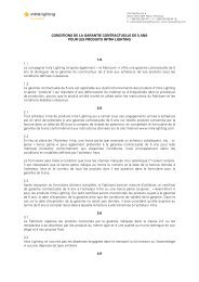 Conditions de la garantie contractuelle de 5 - Intra lighting