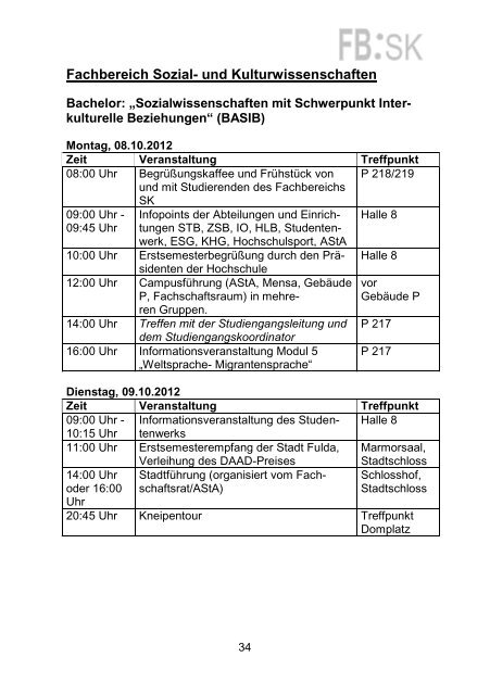 Erstsemester-Info 2012/13 - Hochschule Fulda