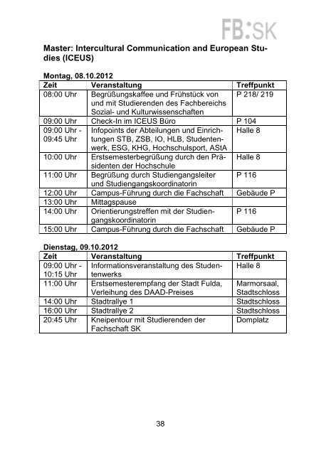 Erstsemester-Info 2012/13 - Hochschule Fulda