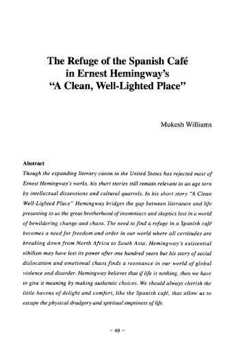 Thesis For Narrative Essay Refuge Of The Spanish Caf In Ernest Hemingways Clean Well English Essays Topics also Essays Term Papers Death In The Afternoon Summary Ernest Hemingway Masterplots Research Paper Vs Essay