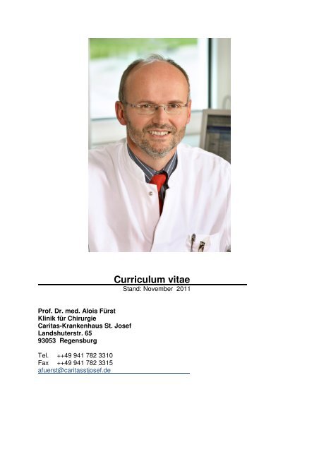 Prof. Dr. med. Alois FÃ¼rst - Caritas-Krankenhaus St. Josef Regensburg