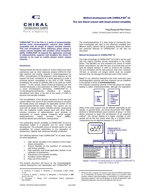 Method development with CHIRALPAK IA: The new Daicel ... - Hplc.eu