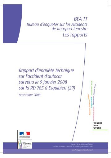 Le rapport d'enquÃªte technique sur l'accident d'autocar ... - BEA-TT