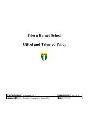 Friern Barnet School Gifted and Talented Policy