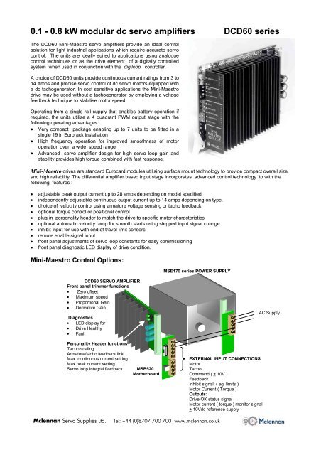 0.1 - 0.8 kW modular dc servo amplifiers DCD60 series - Mclennan ...