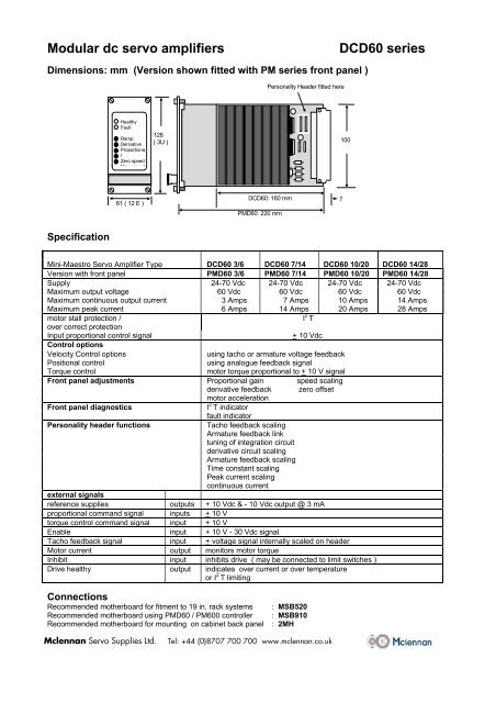 0.1 - 0.8 kW modular dc servo amplifiers DCD60 series - Mclennan ...