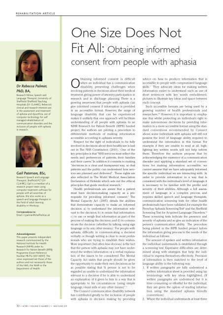 Obtaining informed consent from people with aphasia - ACNR