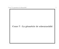 Cours 7 : La gÃ©omÃ©trie de schwarzschild