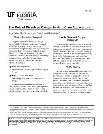 The Role of Dissolved Oxygen in Hard Clam Aquaculture - Florida ...